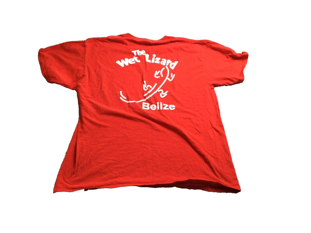 Belize Iguana Shirt Adult Large Red The Wet Lizard Nature Animals Pullover Mens