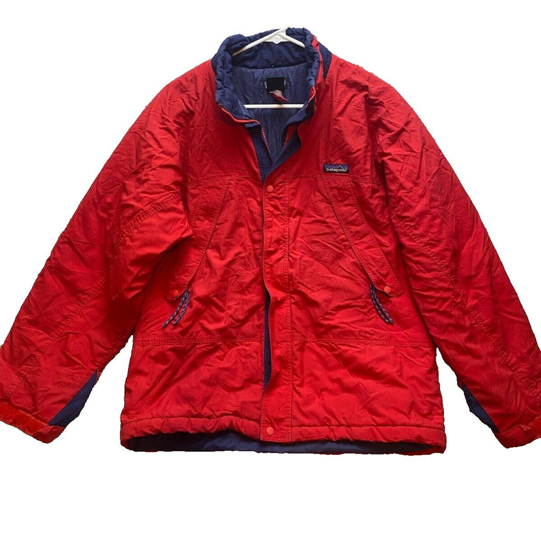 Patagonia Bomber Jacket Youth 14 Red Snap Full Zip Winter Outerwear Boys