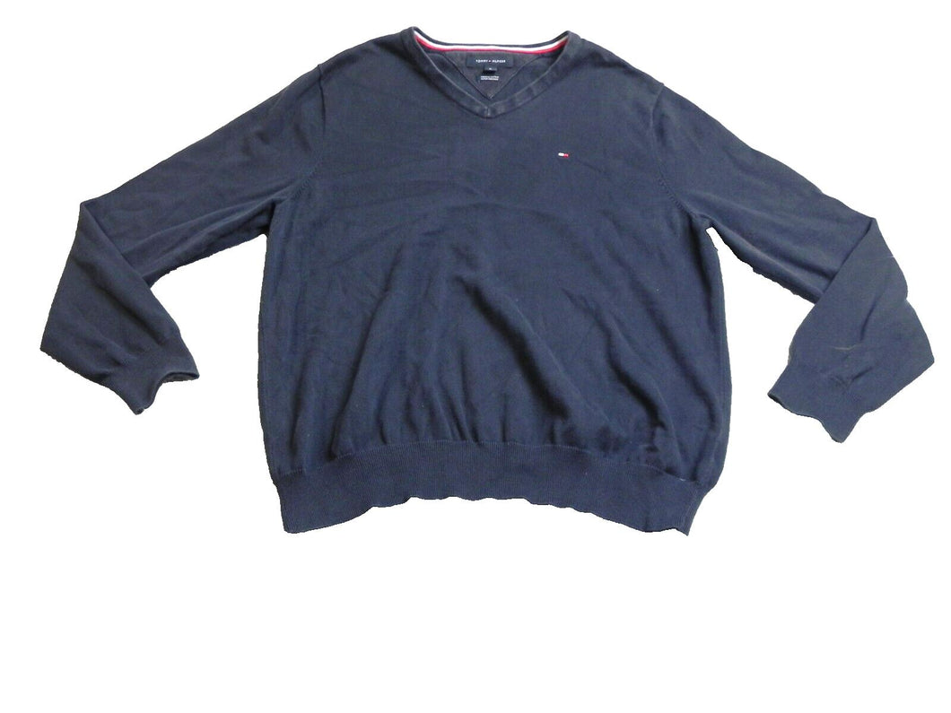Tommy Hilfiger Sweater Adult Extra Large Navy Blue V-Neck Prestige Outerwear Men