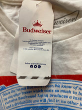 Load image into Gallery viewer, Budweiser Shirt Adult Small White King Of Beers Streetwear Larger Beer Mens NWT
