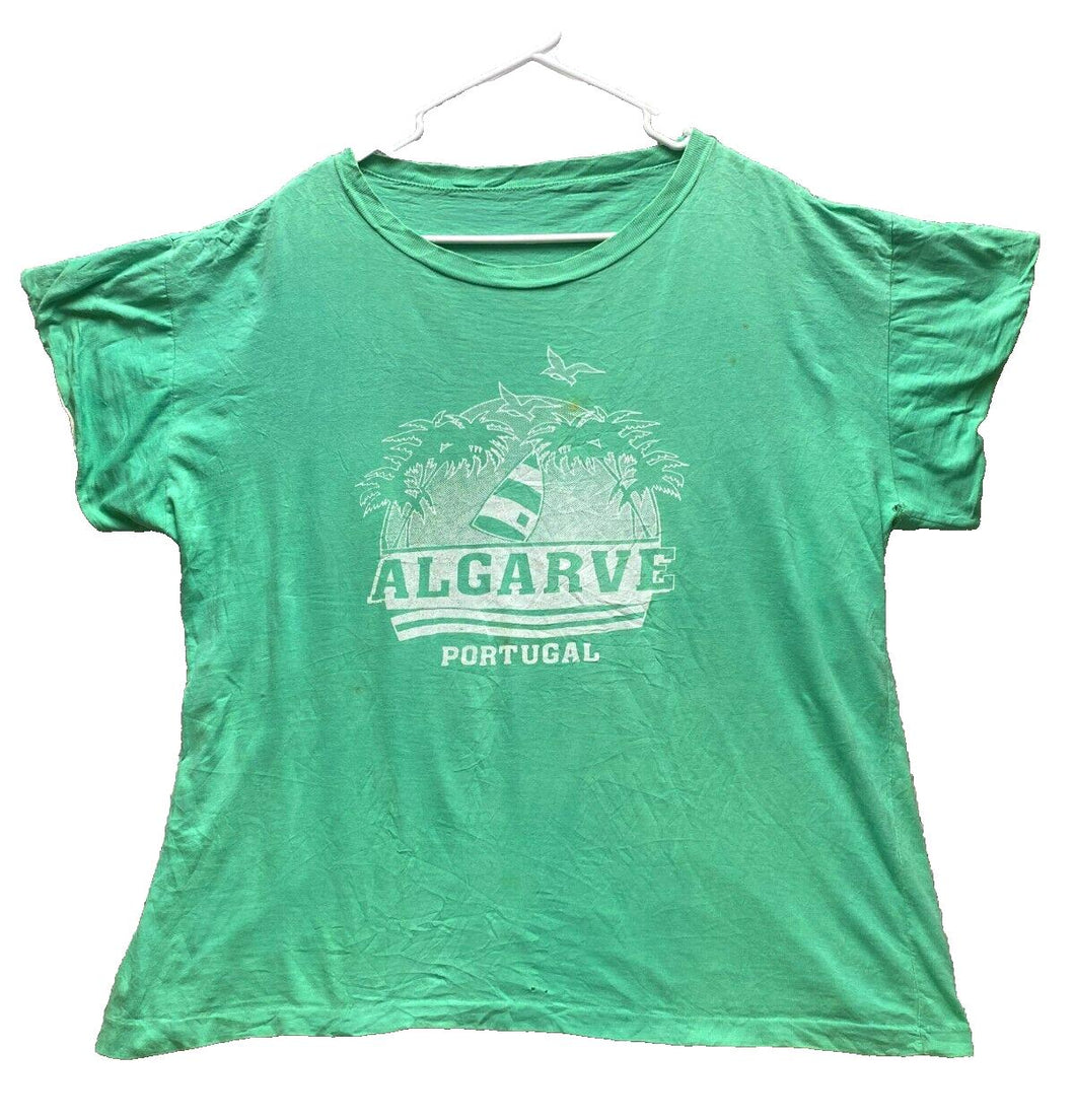 VTG Algarve Portugal Shirt Adult 2X 2XL Green Sail Boat Sailing Palm Tree Mens