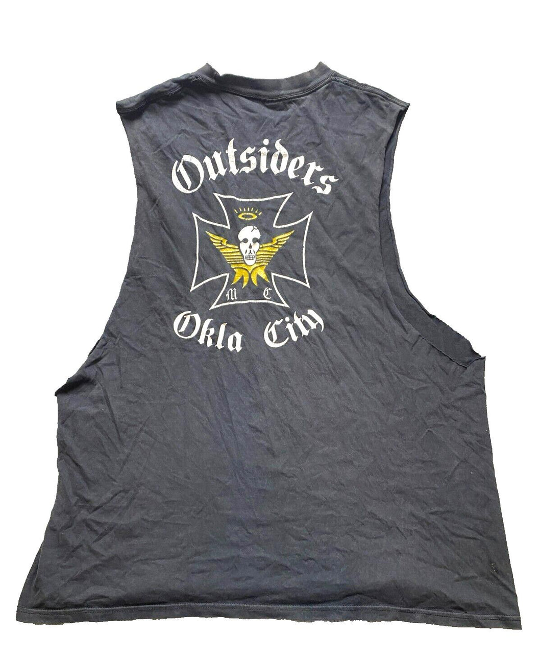 VTG Outsiders Okla City Adult 2XL XXL Black Pocket Tank Skull Winged Grunge Mens