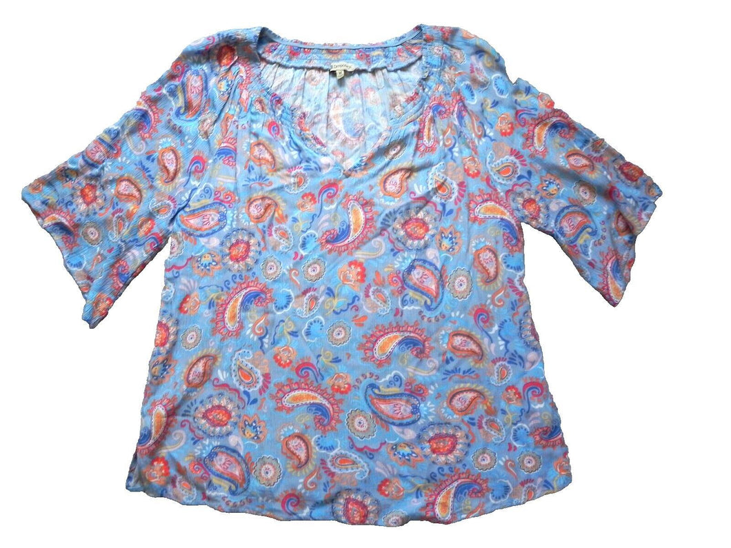 Democracy Shirt Womens Medium V-Neck Flowy Paisley Blouse Casual Ladies