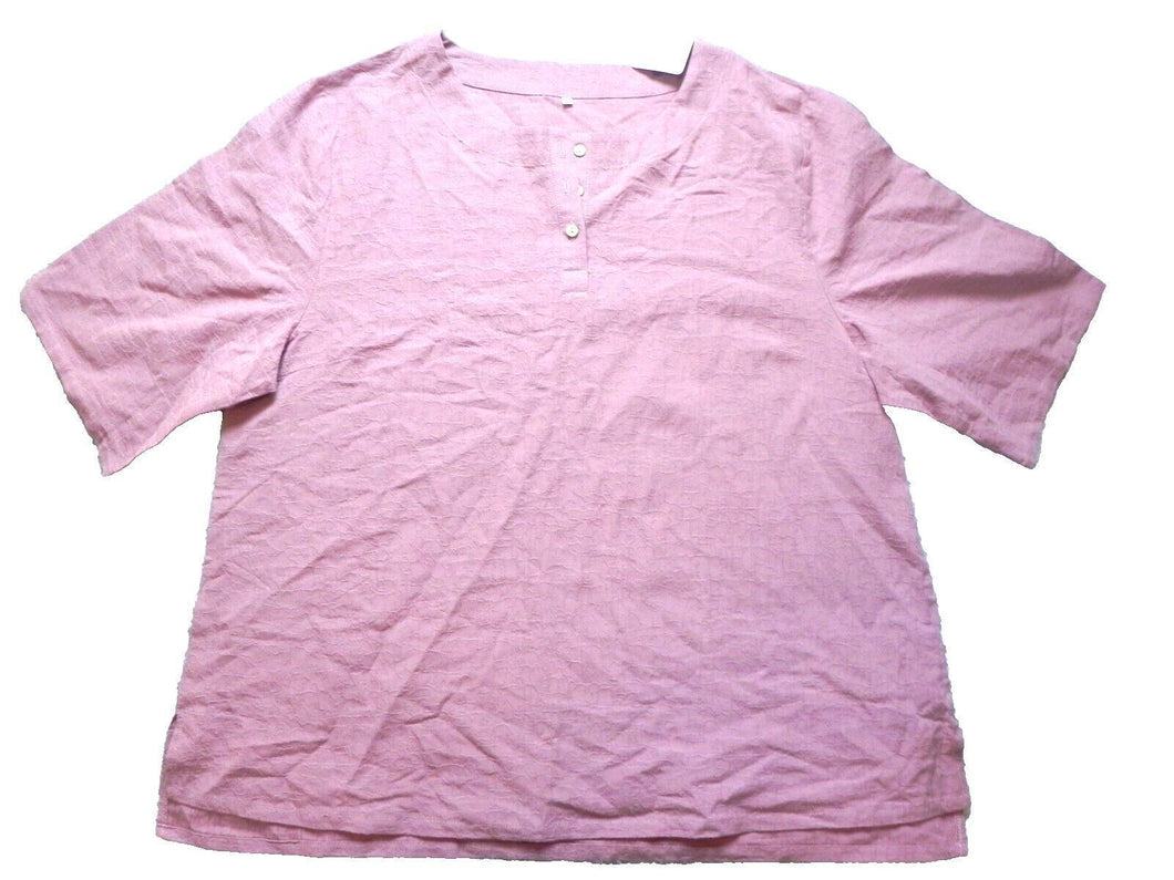 Minibee Shirt Womens 2XL XXL Henley Casual Short Sleeve Blouse Ladies NWT