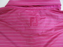 Load image into Gallery viewer, FJ FootJoy Polo Shirt Adult Large Pink Striped Short Sleeve Golf Collared Mens
