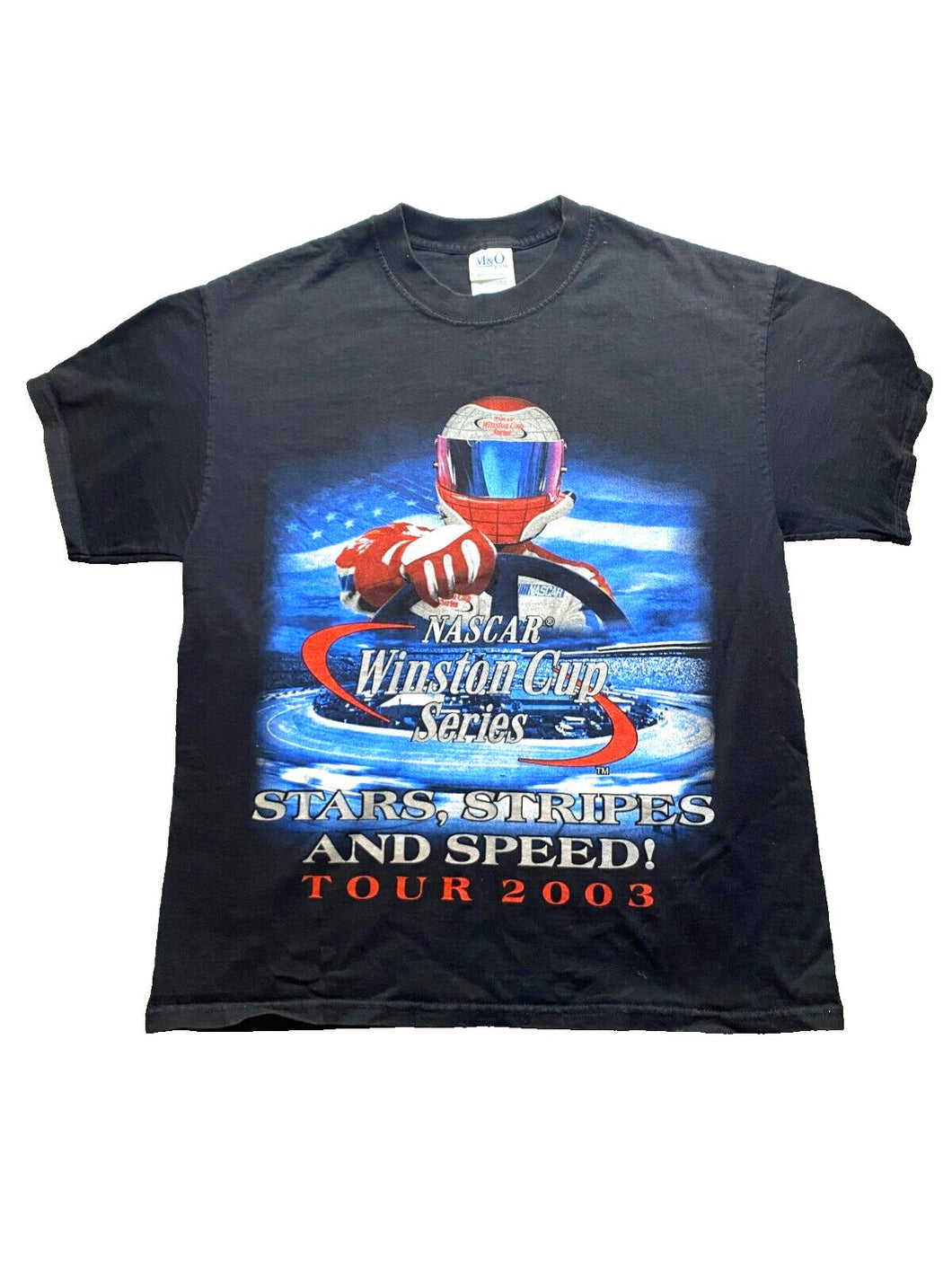VTG NASCAR Shirt Adult Large Black Winston Cup Series Stars Stripes Speed 2003