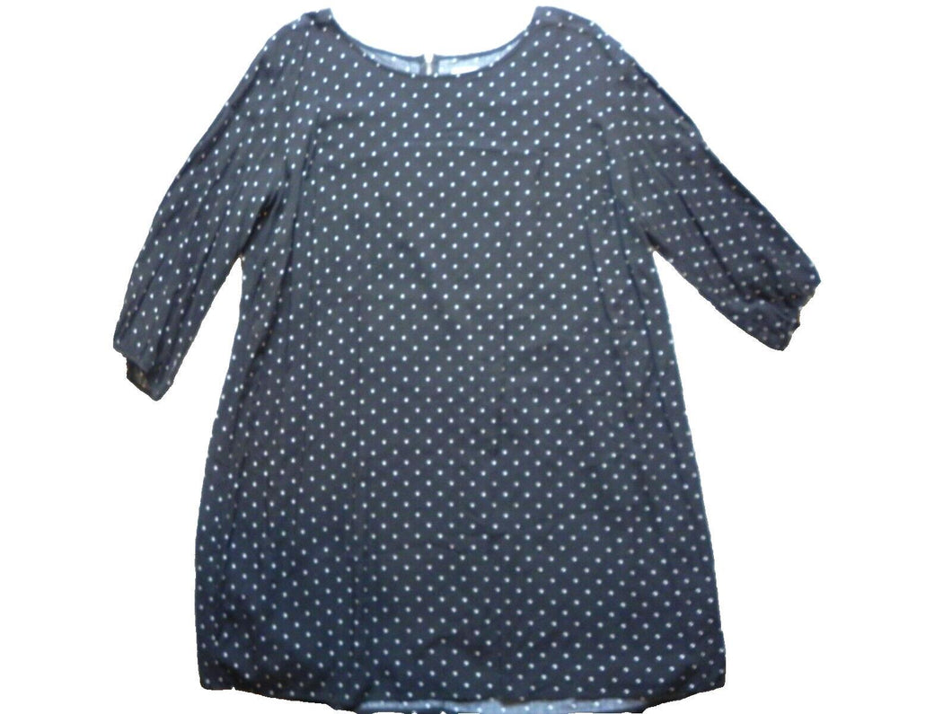 Old Navy Dress Womens 2XL XXL Back Zip White Polka Dot Viscose Casual Ladies