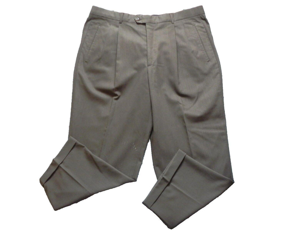 Zignone Pants Adult 40x26 Pleated Pure New Wool Straight Trousers Dress Mens