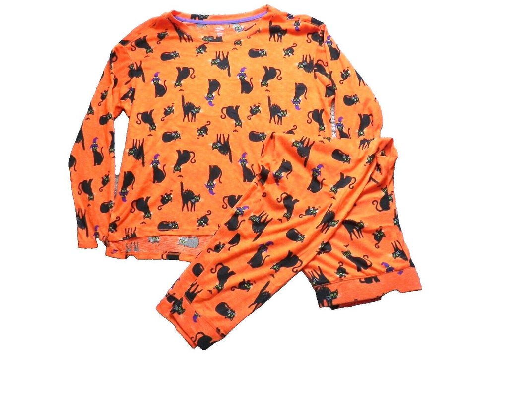 Halloween Pajama Set Women Large Black Cat AOP Allover Print Sleepwear So Soft
