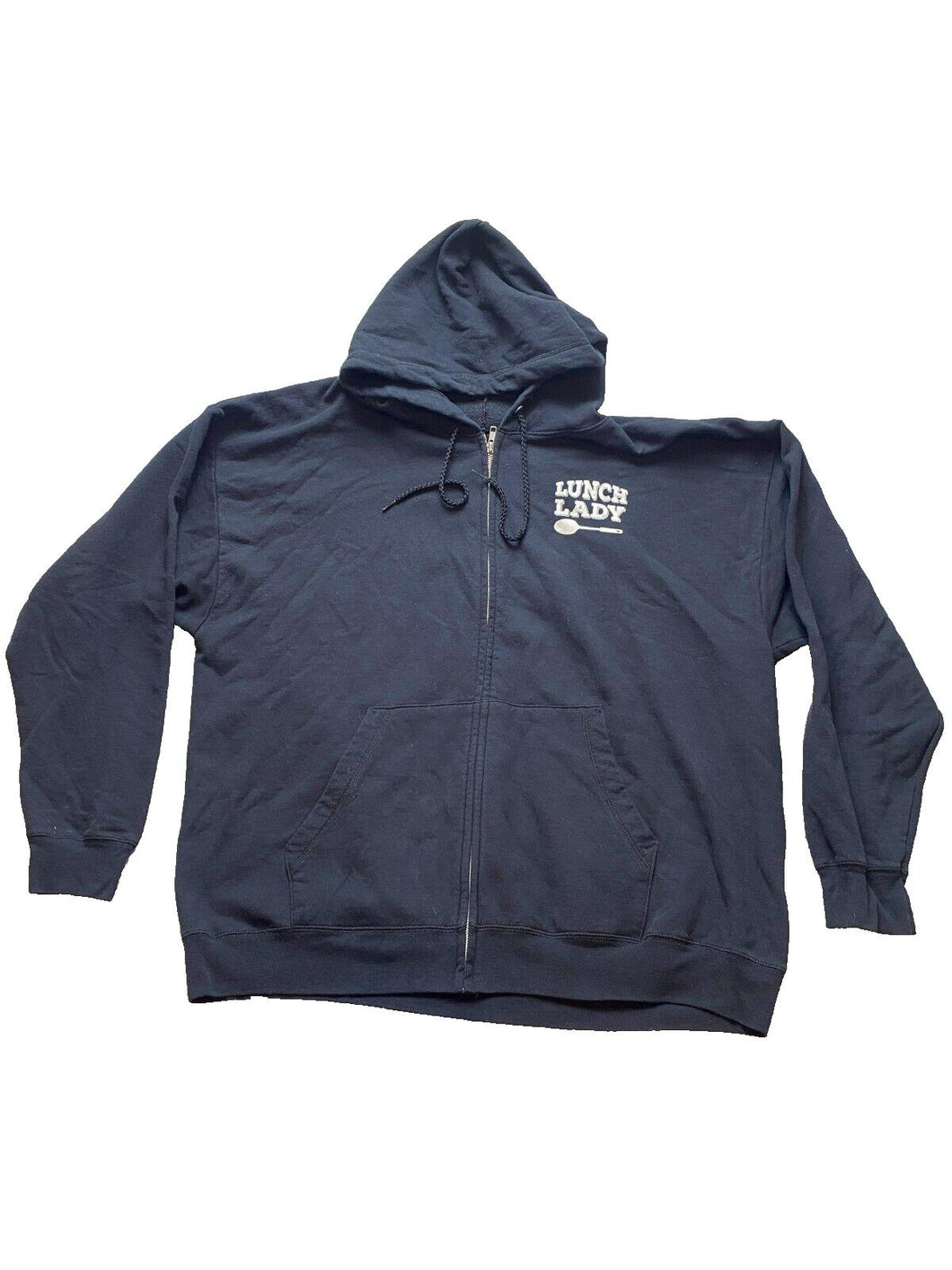Lunch Lady Sweatshirt Adult 2XL XXL Black Fleece Full Zip EcoSmart Hoodie Mens