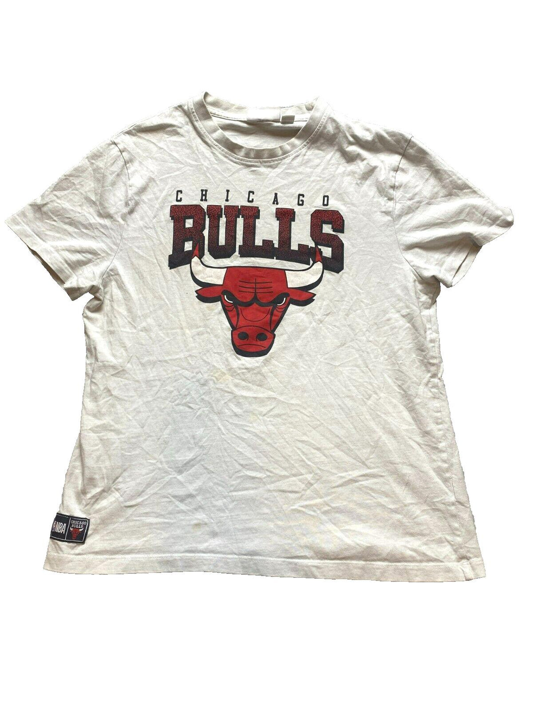 Chicago Bulls Shirt Adult Large White NBA Basketball Spellout Sportswear Mens