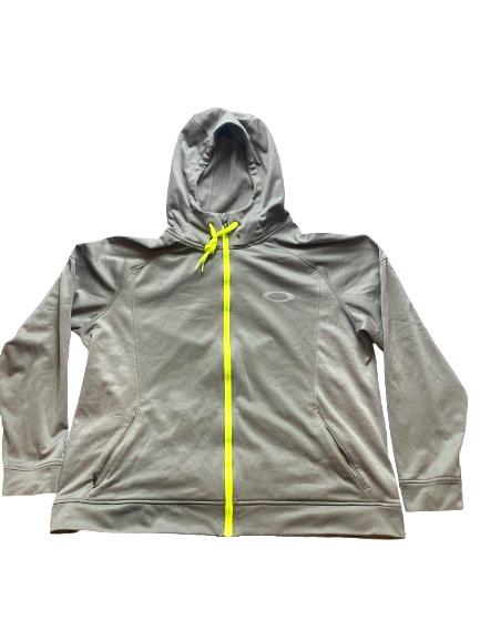 Oakley Jacket Adult 2XL XXL Stone Gray Hooded Full Zip Track Performance Mens