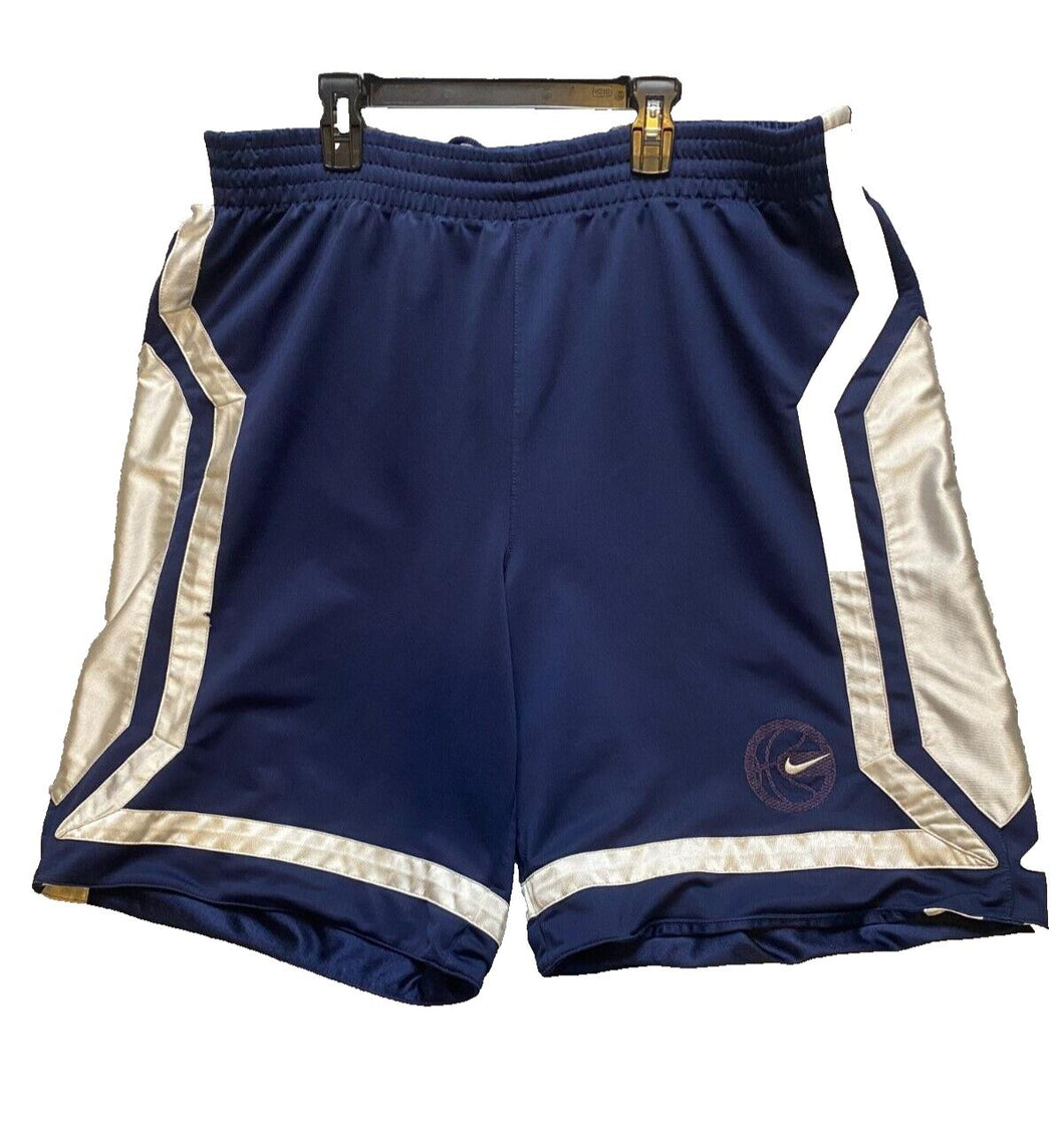 Nike Shorts Adult 2XL Blue Basketball Reversible Drawstring Embroidered Logo Men