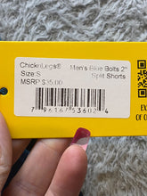 Load image into Gallery viewer, Chicknlegs Shorts Adult Small Yellow Bolts AOP Split Running Athletic Men NWT
