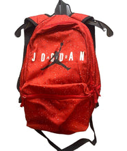 Load image into Gallery viewer, Air Jordan Backpack Red Large Jump Man Paint Splatter 5 Pocket School Gym
