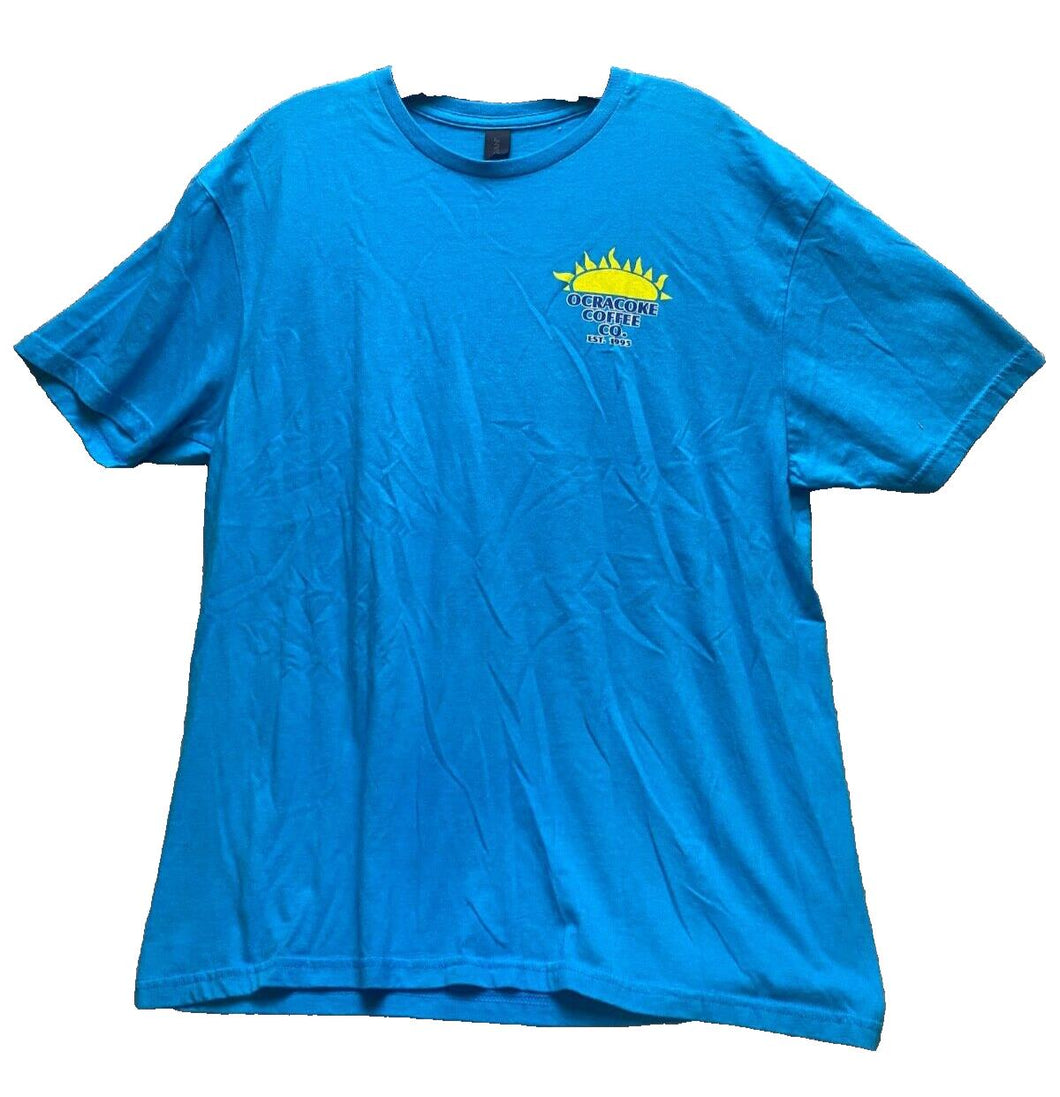 Ocracoke Coffee Shirt Mens Large Blue Island North Carolina Streetwear Pullover