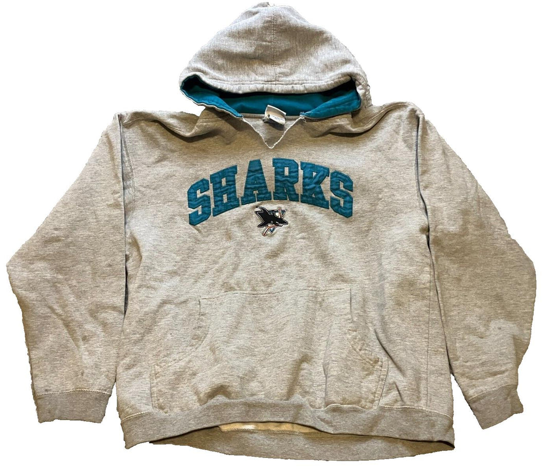 San Jose Sharks Hoodie Mens Extra Large NHL Hockey Pullover Spell Out Sweatshirt