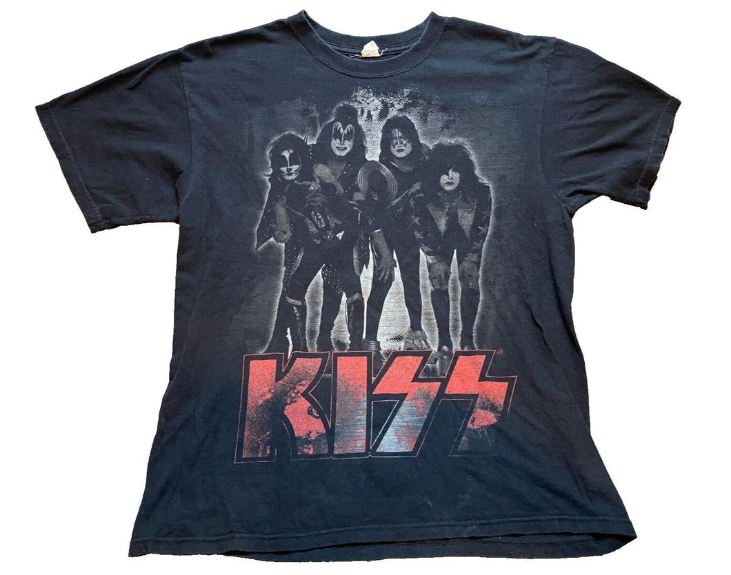 Kiss Shirt Mens Large Black Y2K Grunge Summer Concert Punk Rock Hit N Run Tour