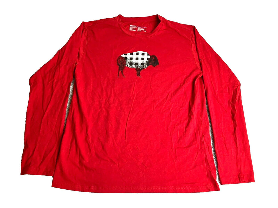Columbia Shirt Adult Large Red Buffalo Plaid Crew Neck Sportswear Outdoor Mens