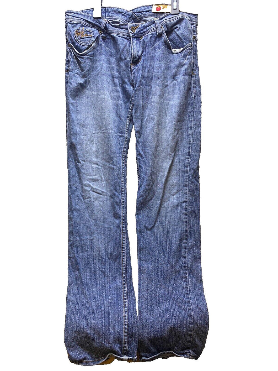 Apple Bottoms Jeans Women 9/10 (33x32) Vintage Y2K Stretch Medium Wash Straight