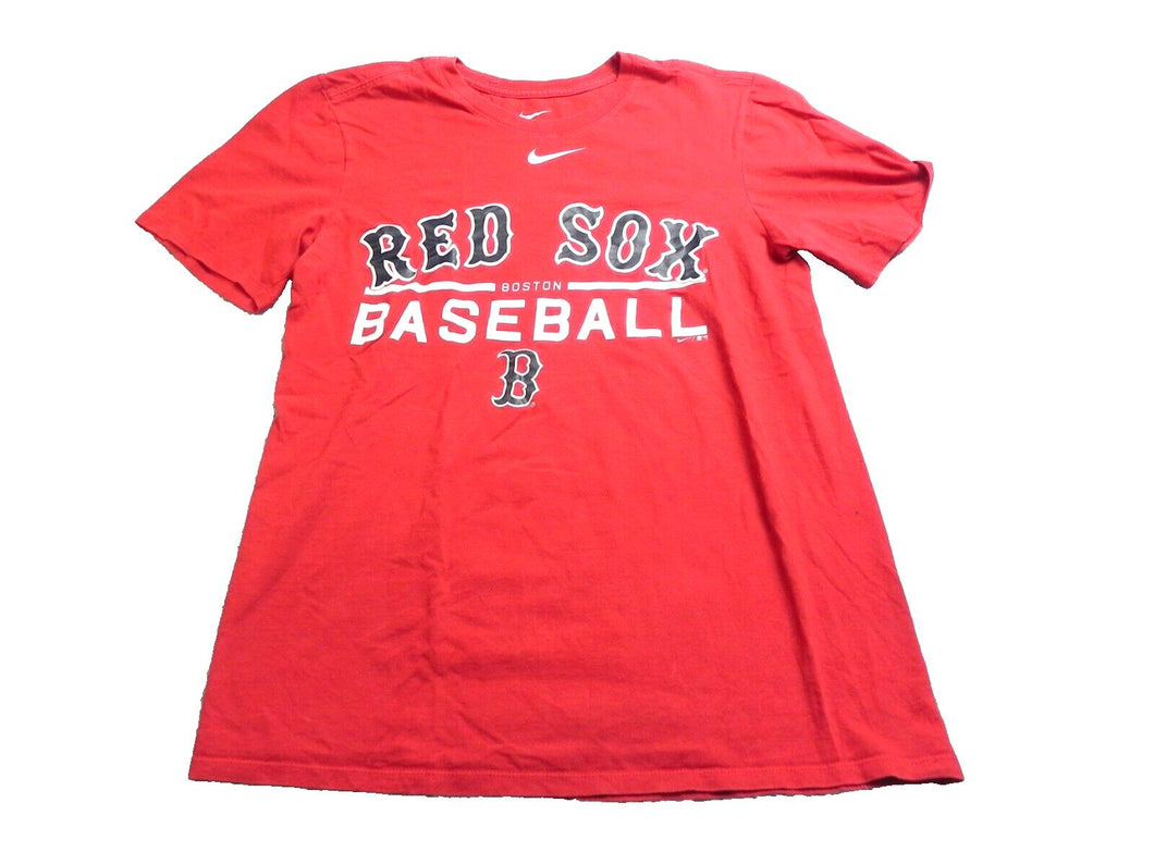 Boston Red Sox Shirt Womens Small Red Nike Athletic Cut Swoosh MLB Baseball
