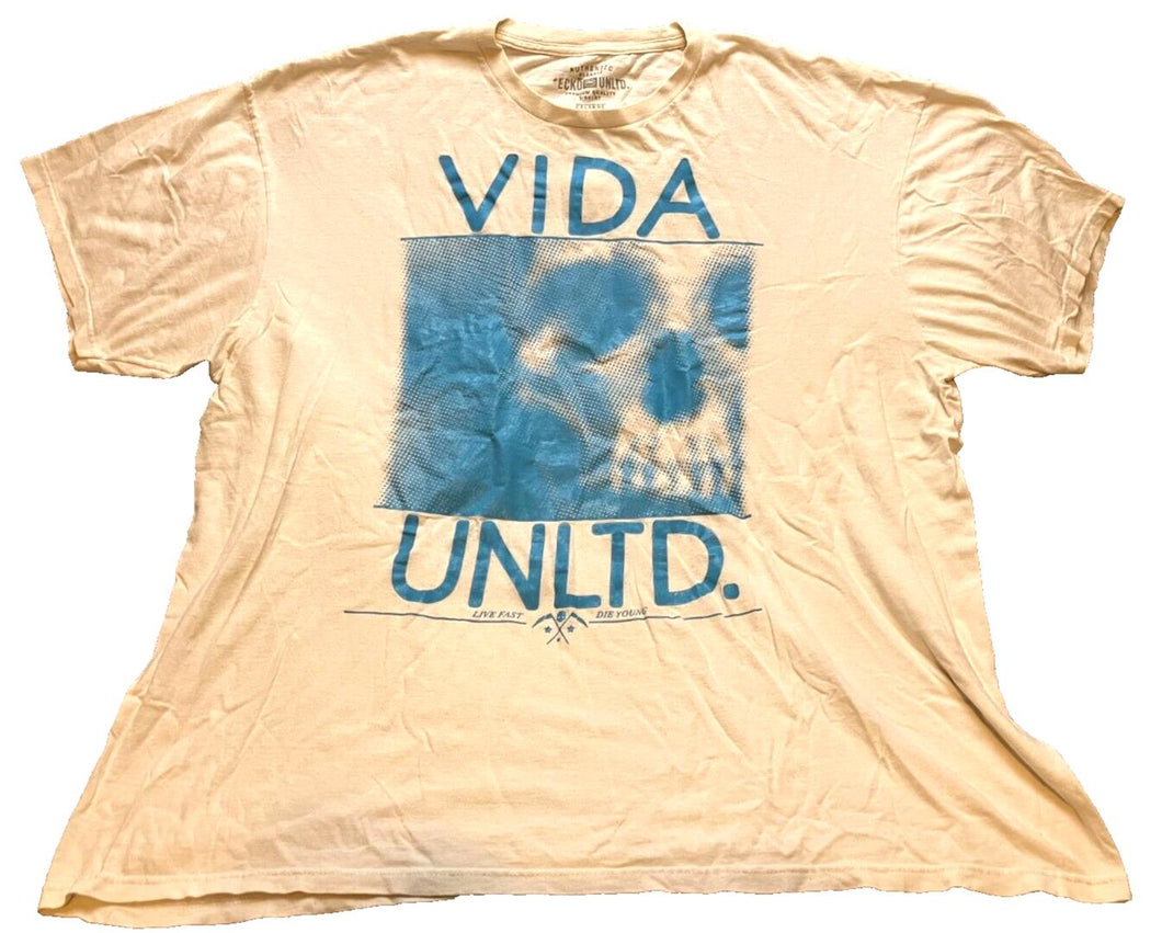 Ecko Unltd Shirt Mens 2XL Vida LFDY Skull Grunge Y2K Skater Hiphop Spell Out