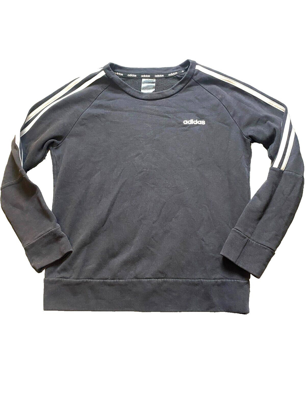 Adidas Sweatshirt Adult Medium Black Pullover Three Stripes Fleece Pullover Mens