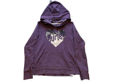 Load image into Gallery viewer, Hurley Sweatshirt Womens Medium Purple Hoodie Heart Spell Out Beachy Surf
