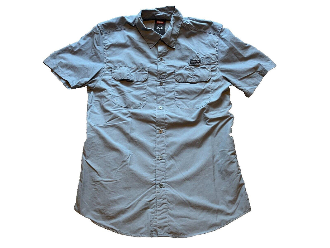 Wrangler Shirt Mens Small Gray Button Down All Terrain Outdoors Workwear
