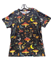 Load image into Gallery viewer, Mushroom Shirt Mens Extra Large Moth Moon AOP Psychedelic Rainbow Stretchy
