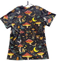 Load image into Gallery viewer, Mushroom Shirt Mens Extra Large Moth Moon AOP Psychedelic Rainbow Stretchy
