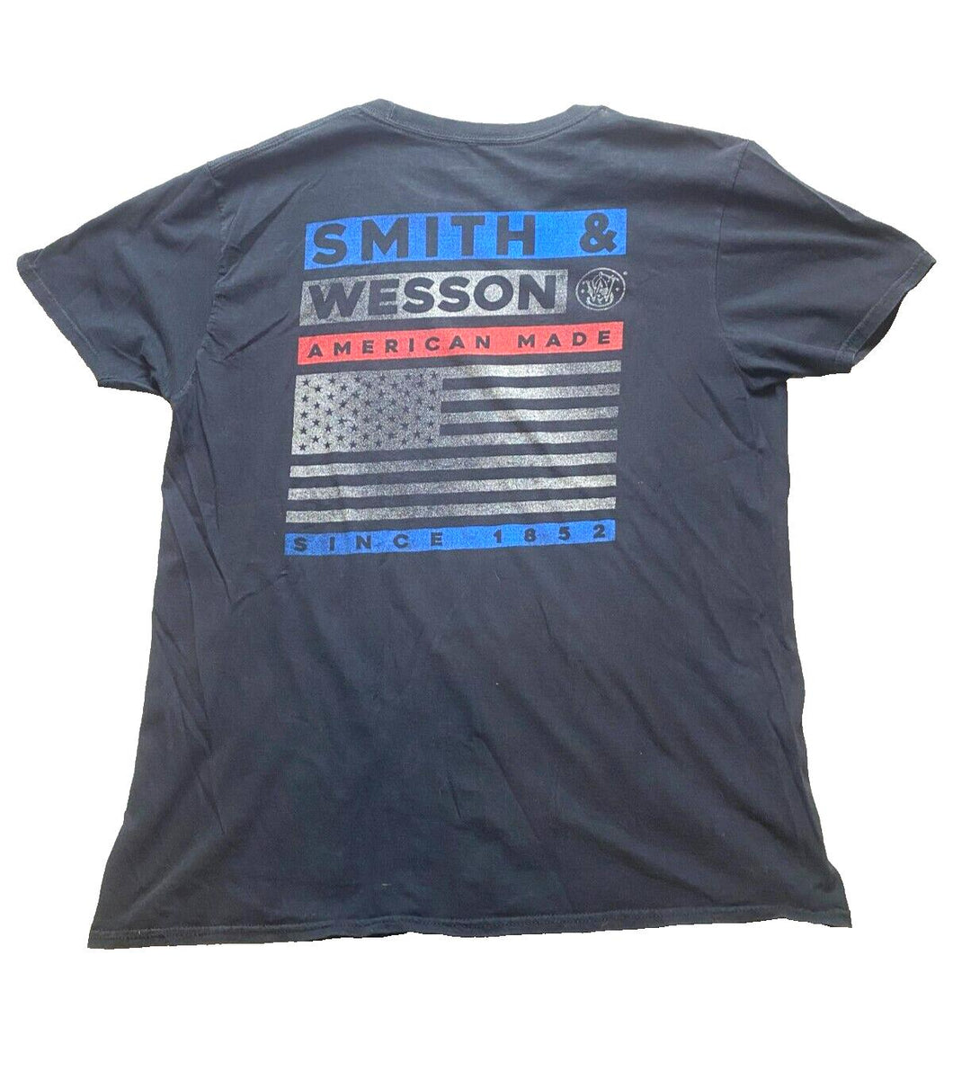 Smith & Wesson Shirt Adult Extra Large Black USA American Flag Patriotic Mens