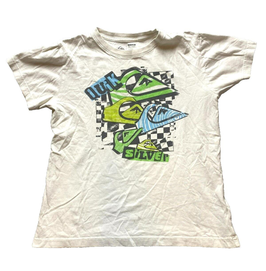 QuikSilver Shirt Youth Large Beige Ocean Wave Surf Surfing Streetwear Boys