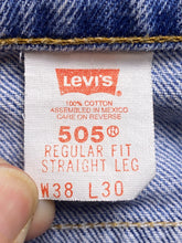 Load image into Gallery viewer, VTG Levis 505 Jeans Mens 38x30 (38x27) Fade Straight Leg Baggy Orange Tab Thrash
