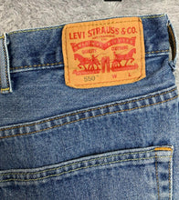 Load image into Gallery viewer, Levis 550 Jeans Adult 48x26.5 Blue Whiskered Straight Leg Baggy Denim Mens
