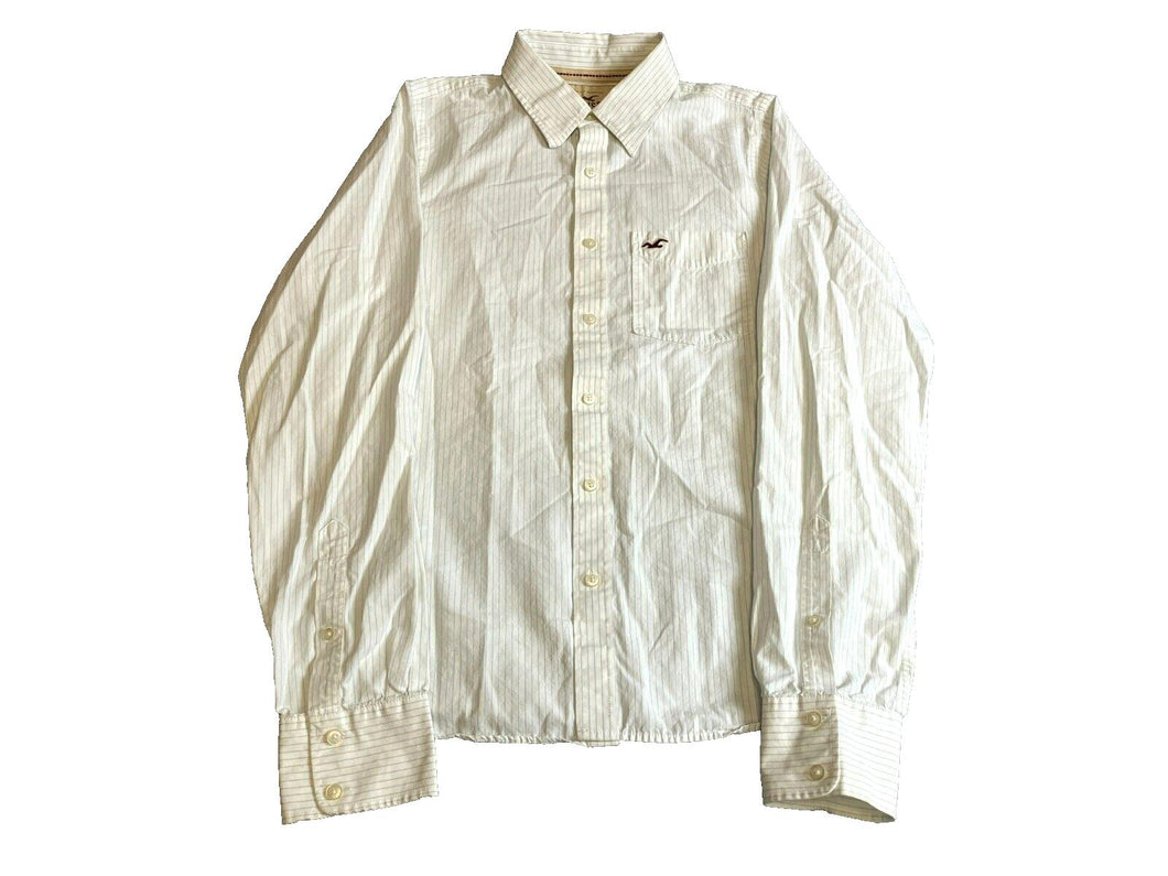 Hollister Shirt Adult Extra Large Off White Blue Striped Button Up Casual Mens