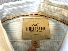 Load image into Gallery viewer, Hollister Shirt Adult Extra Large Off White Blue Striped Button Up Casual Mens
