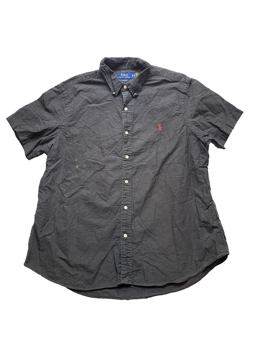 Ralph Lauren Shirt Adult Extra Large Black Classic Fit Button Up Red Pony Mens