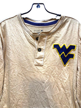 Load image into Gallery viewer, West Virginia Mountaineers Shirt Mens Medium Henley Yellowish-Tan Athleisure
