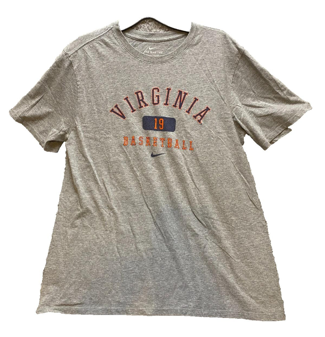 Virginia Basketball Shirt Mens Large Gray Nike Center Swooch Large Spell Out