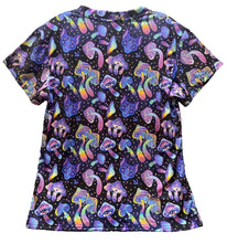 Load image into Gallery viewer, Mushroom Shirt Mens Medium AOP Psychedelic Trippy Rainbow Stretchy Festival
