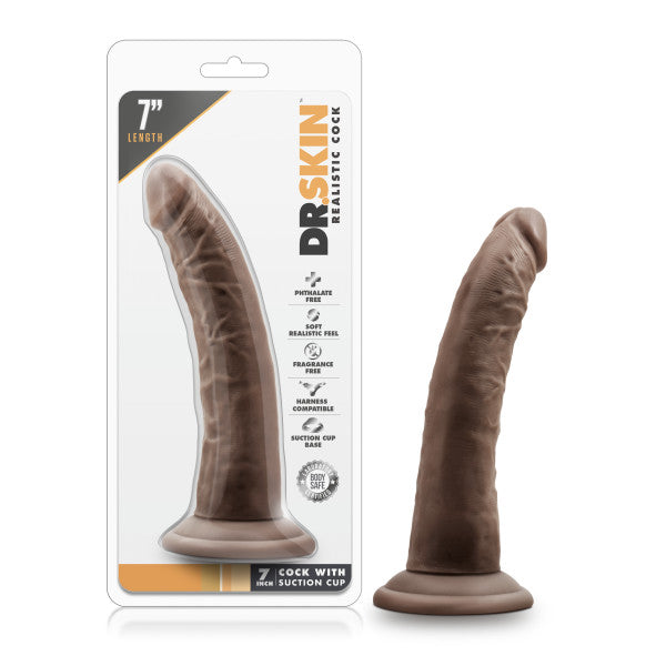 Dr Skin 7 inches Cock With Suction Cup Base Chocolate Brown