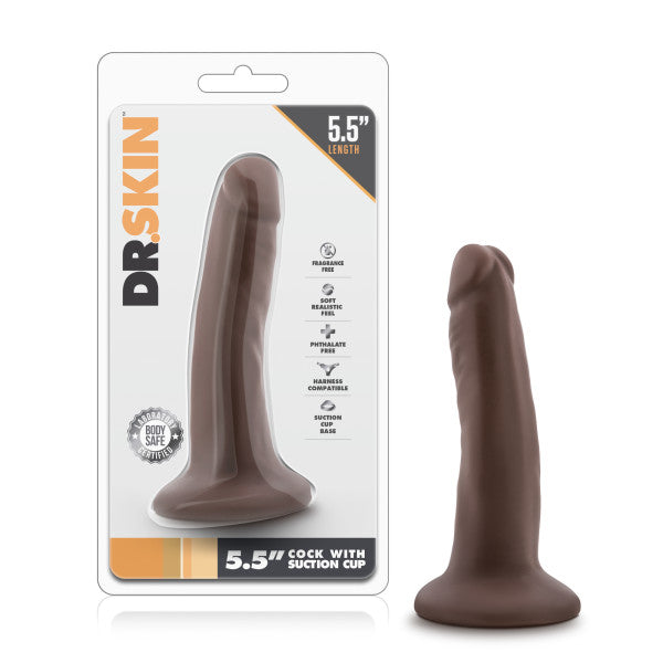 Dr Skin 5.5 inches Cock with Suction Cup Chocolate Brown Dildo