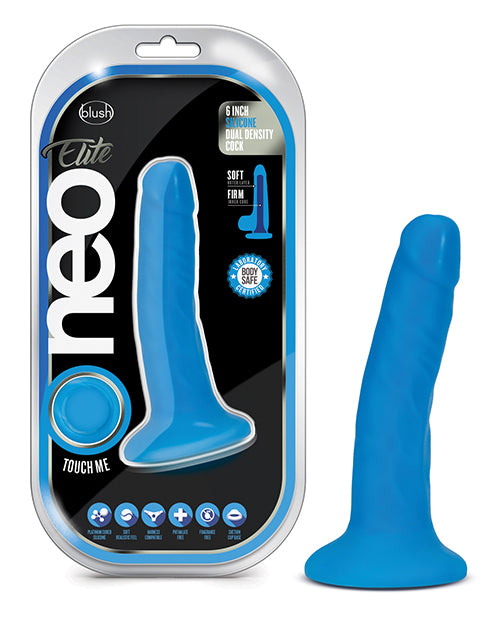 Neo Elite 6 inches Dual Density Cock Neon Blue Dildo