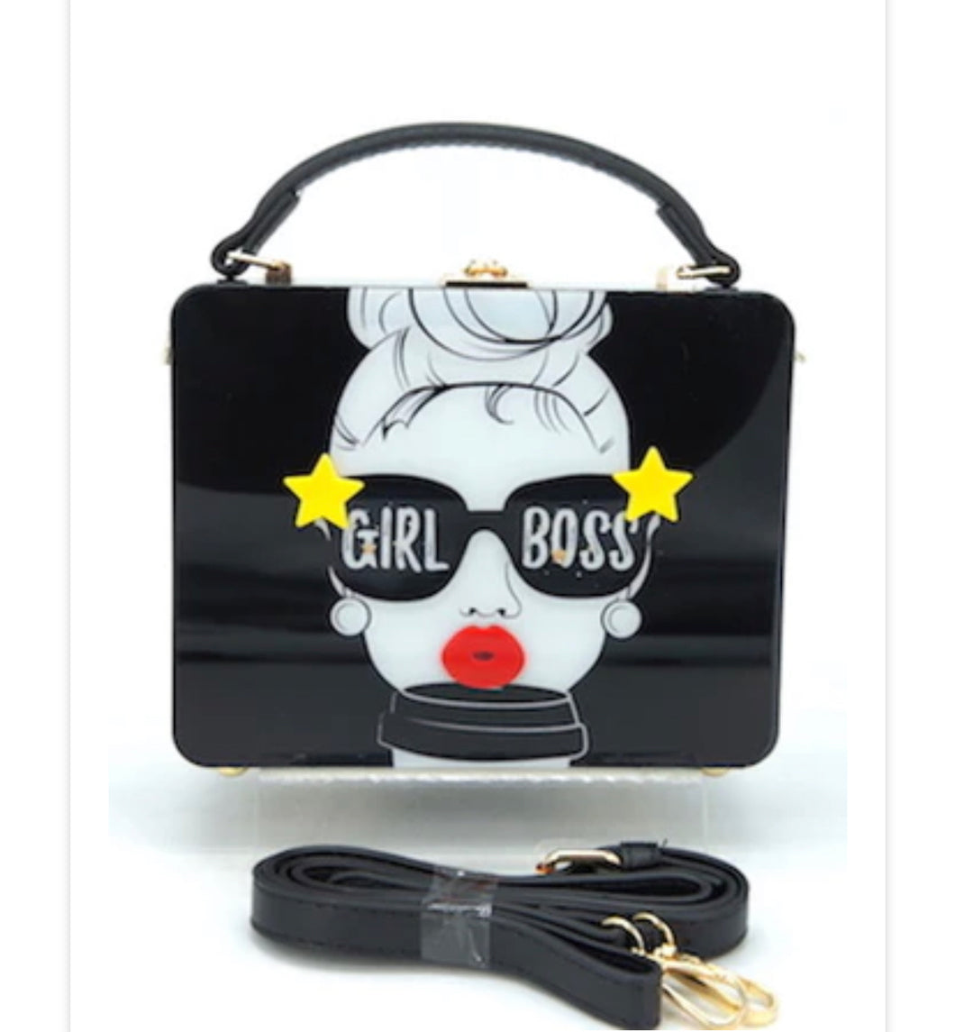 Acrylic material boss lady purse
