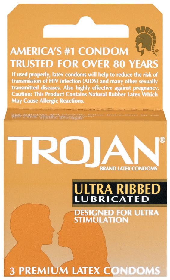 New look! Trojan Brand Ribbed 3 Pack Condoms with deeper ribs