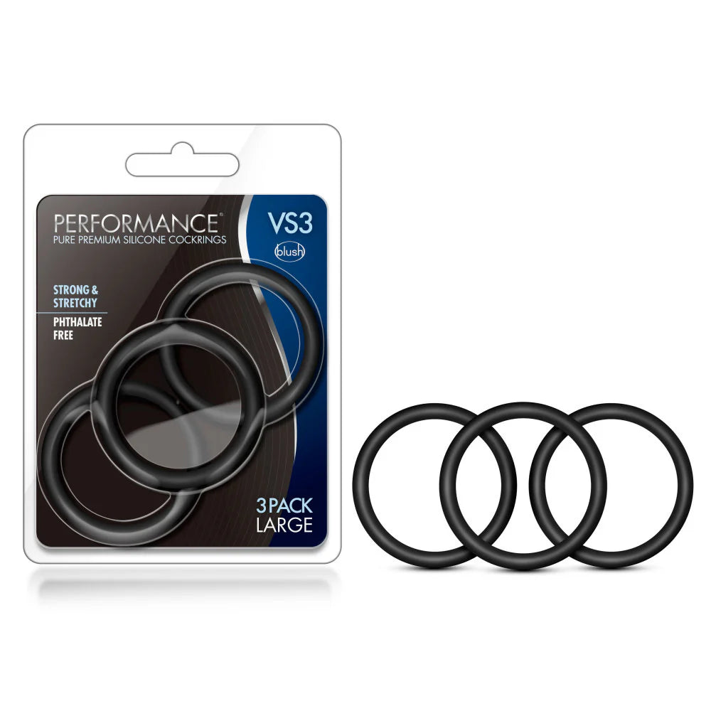 Performance - VS3 Pure Premium Silicone Cock Rings - Large - Black