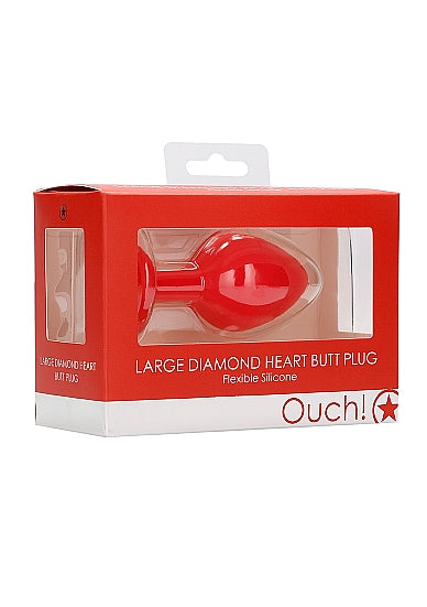 Diamond Heart Butt Plug Red Large