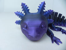 Load image into Gallery viewer, 9&quot; Black and Purple Axolotl Fidget 3D Printed Articulated Axolotl
