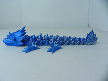 Load image into Gallery viewer, 11&quot; Blue Rose Dragon Fidget 3D Printed Articulated Dragon
